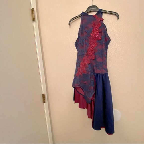 WEISSMAN Elite Dance Costume navy pink lace This Years Love 11227 MA adult - Picture 3 of 12